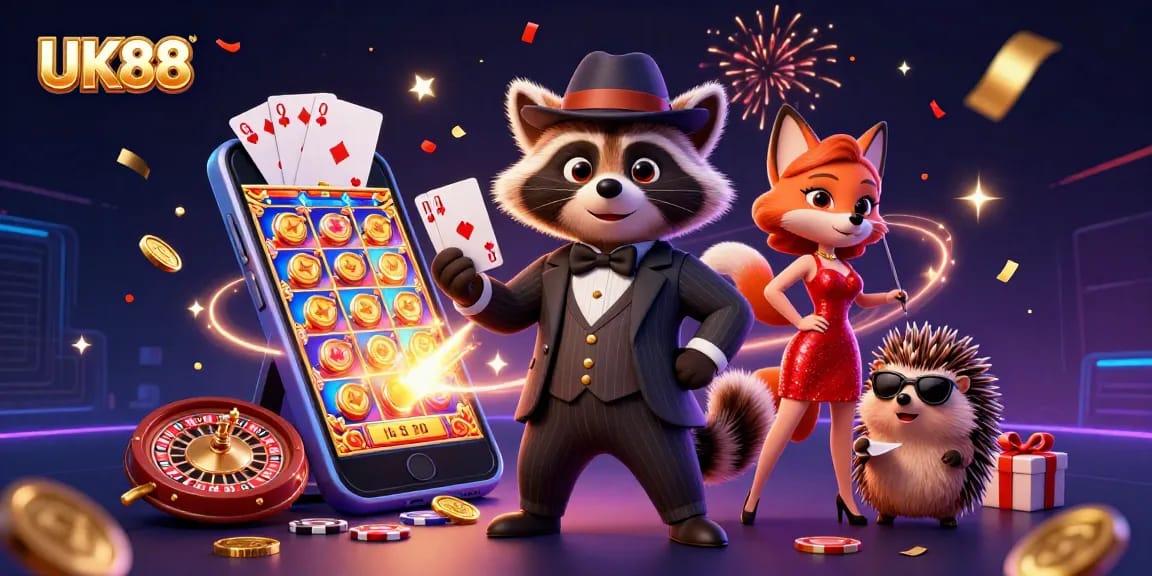 Experience exhilarating gameplay at UK88 with charming raccoon, stylish fox, and vigilant hedgehog!