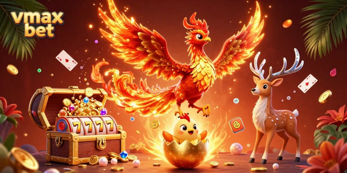 Engage in thrilling gaming at vmax bet with vibrant 3D casino elements, showcasing excitement in motion.