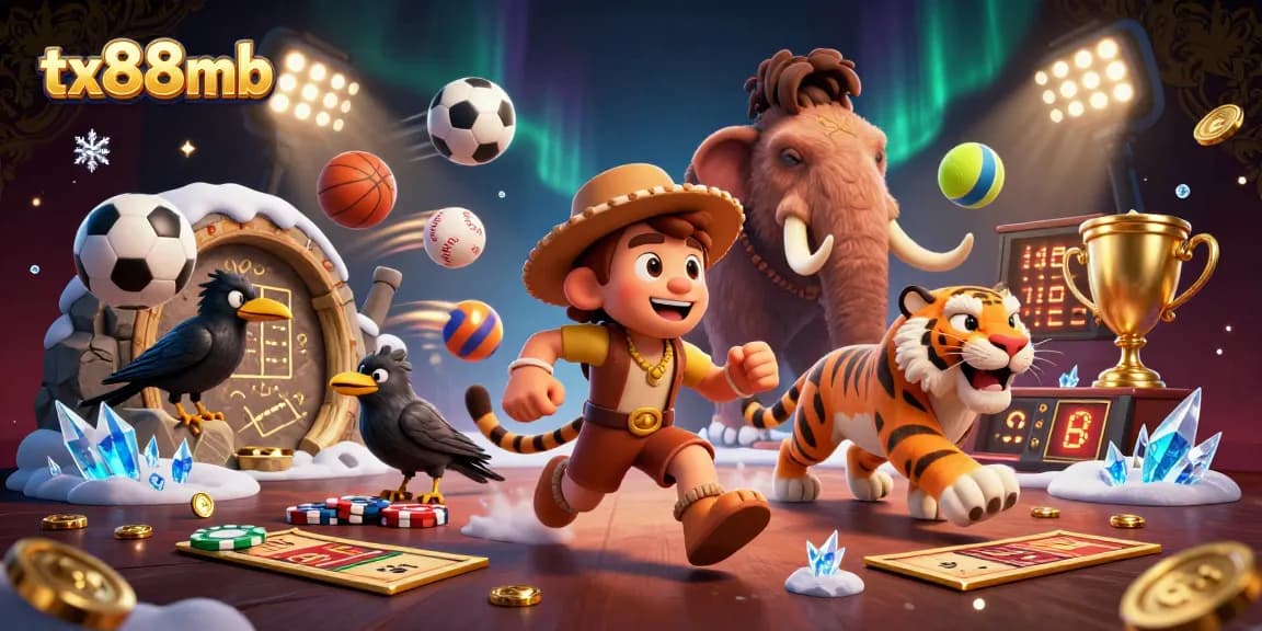 Join tx88mb as the caveman and sabertooth run a prehistoric casino with dynamic sports elements.