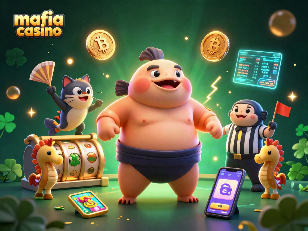 Win big at mafia casino with vibrant 3D characters and blockchain elements in a fun underwater scene.