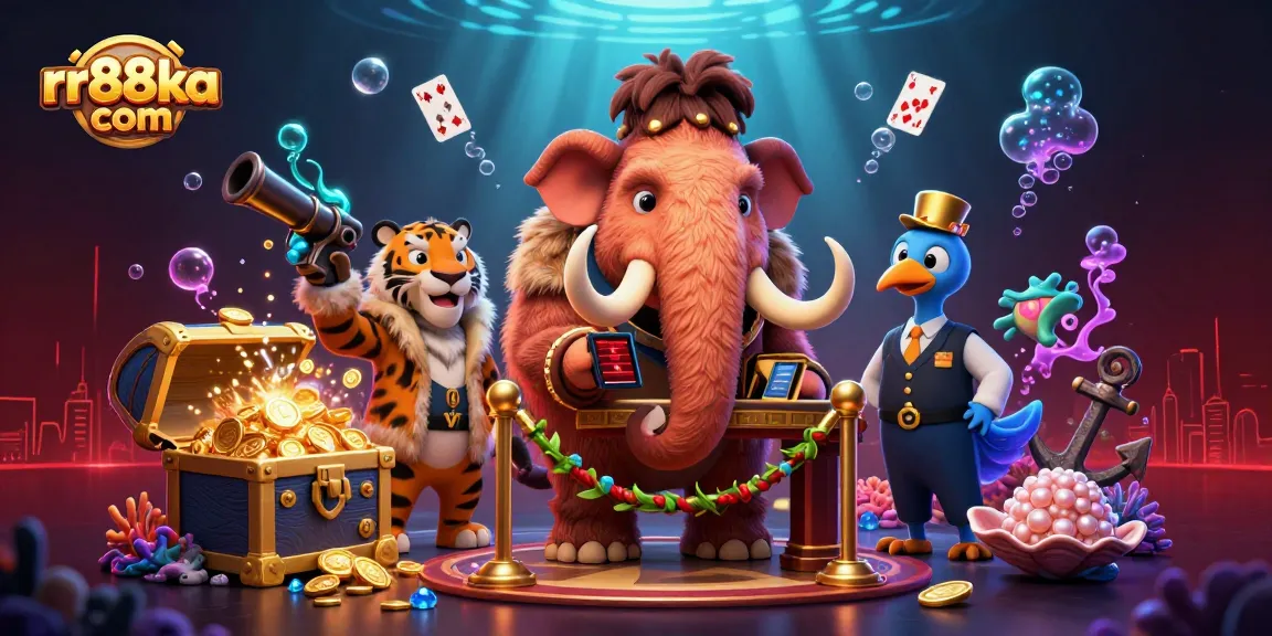 Experience the vibrant gaming world at rr88ka com with VIP excitement in a cartoon casino.