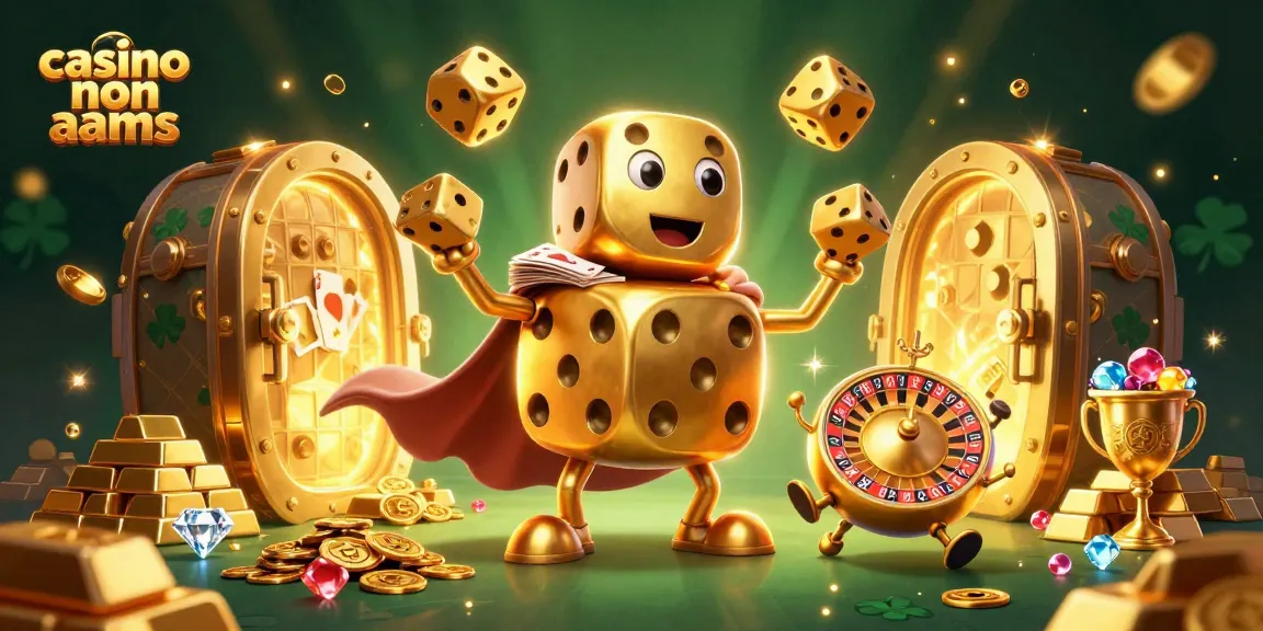 Experience the thrill of casino non aams gaming with a colorful 3D illustration of a golden dice golem.