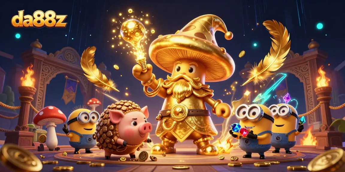 Engage in dazzling gameplay at da88z with mythical golden wizard and treasure-hunting pig.