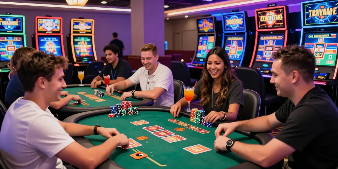 Giocatori che si divertono con i migliori giochi dei casinò non AAMS in un'atmosfera vivace di lounge di gioco.