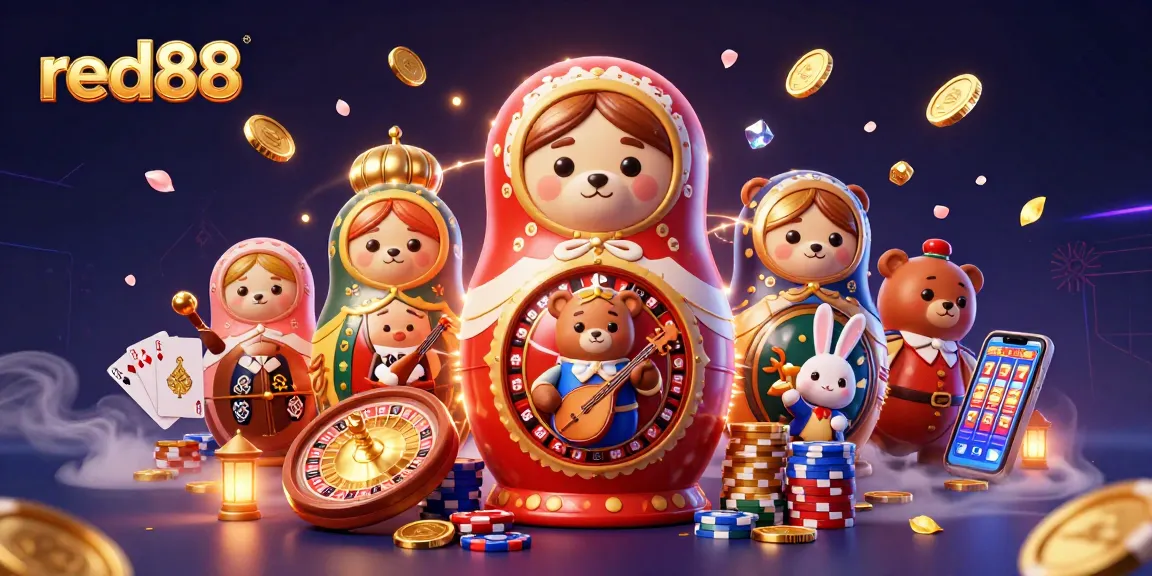 Experience the excitement with red88 as cartoon bears and a serenading rabbit bring the casino to life.