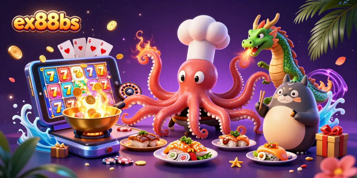 Experience thrilling gameplay with ex88bs, where the vibrant sushi chef octopus prepares winning dishes!