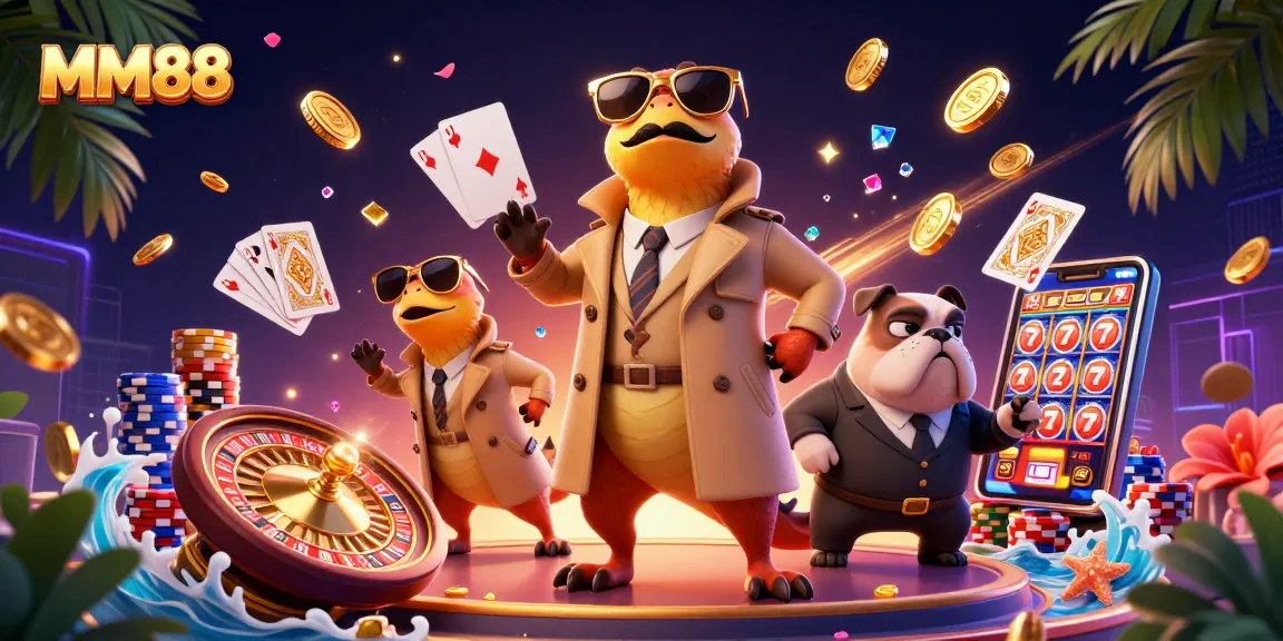 Join the fun at MM88 casino, where raptors hilariously sneak through VIP lounges among dazzling rewards.
