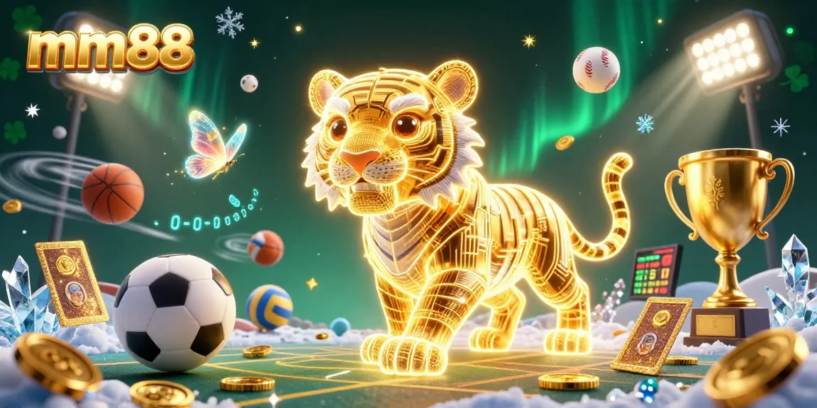 Experience thrilling gameplay with mm88, featuring a golden tiger and vibrant sports elements in a dynamic casino scene.
