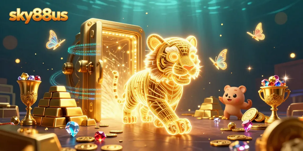 Engage with sky88us in a vibrant casino scene filled with treasures and dynamic gaming elements.
