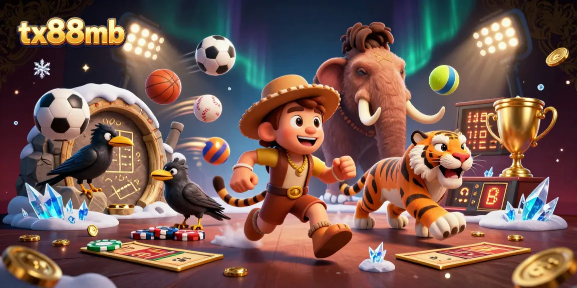 Join tx88mb as the caveman and sabertooth run a prehistoric casino with dynamic sports elements.