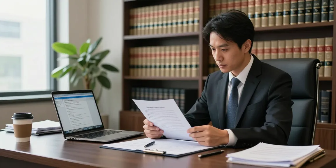 Legal professional analyzing merchant cash advance lawsuit documents in a modern office.