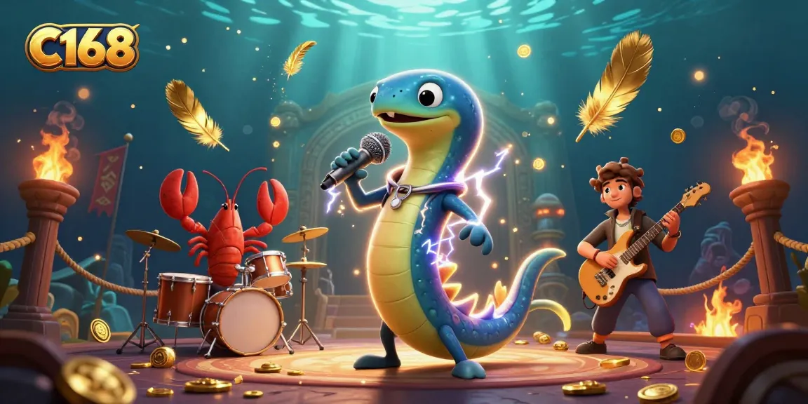 Experience the thrill at C168's underwater casino, featuring vibrant characters and dynamic gambling elements.