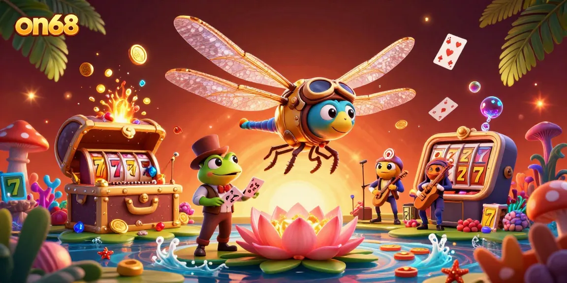 Witness the exciting world of on68 with dragonfly pilots and frog croupiers in an underwater casino!