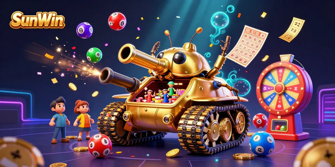 Spin and win with SunWin in this vibrant 3D casino scene full of excitement and dynamic gameplay elements.